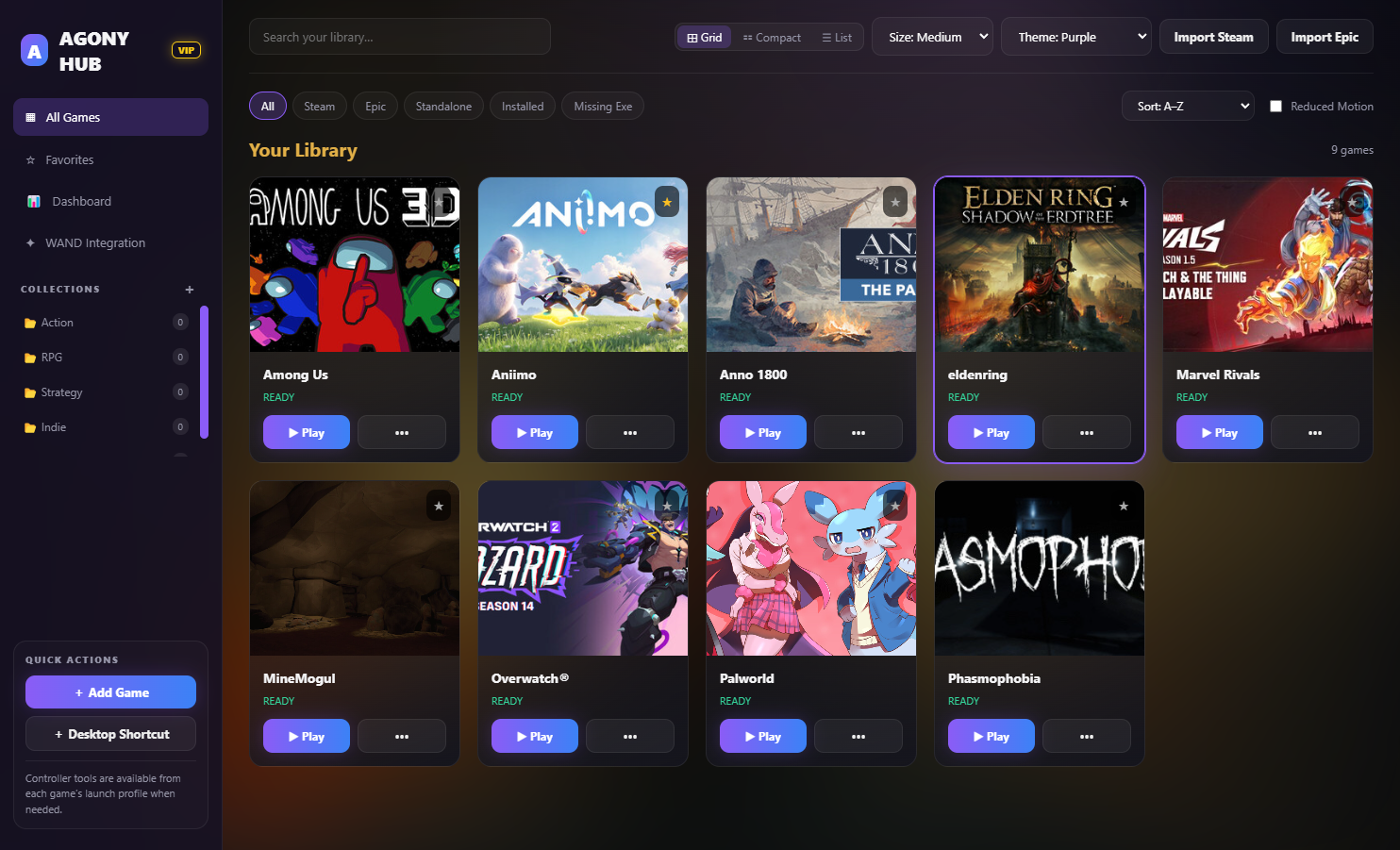 AGONY Hub v1.0.0 Main Desktop Application Interface